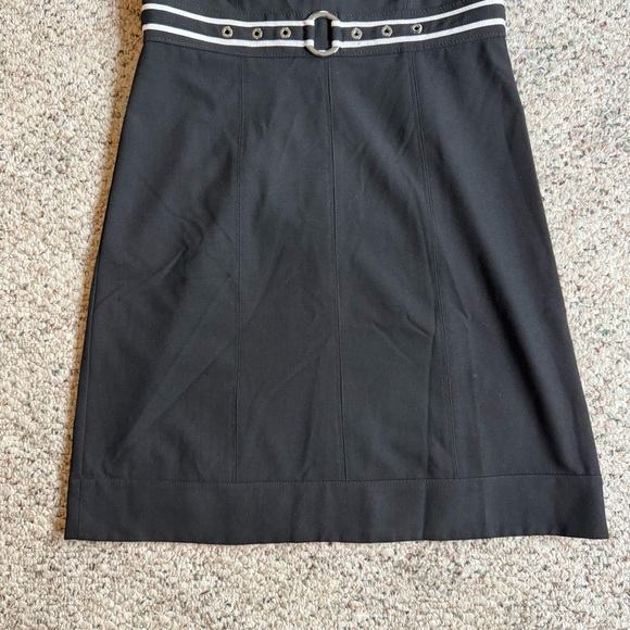 White House Black Market Sleeveless Split Neck Built-in Belt Sheath Dress Size 8 - Picture 3 of 11